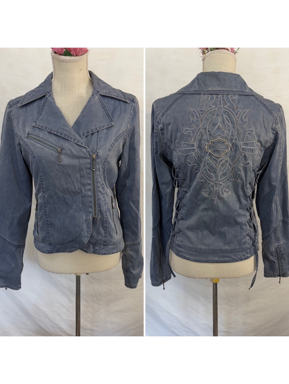 Harley-Davidson women’s moto jacket Y2K 2007 size small